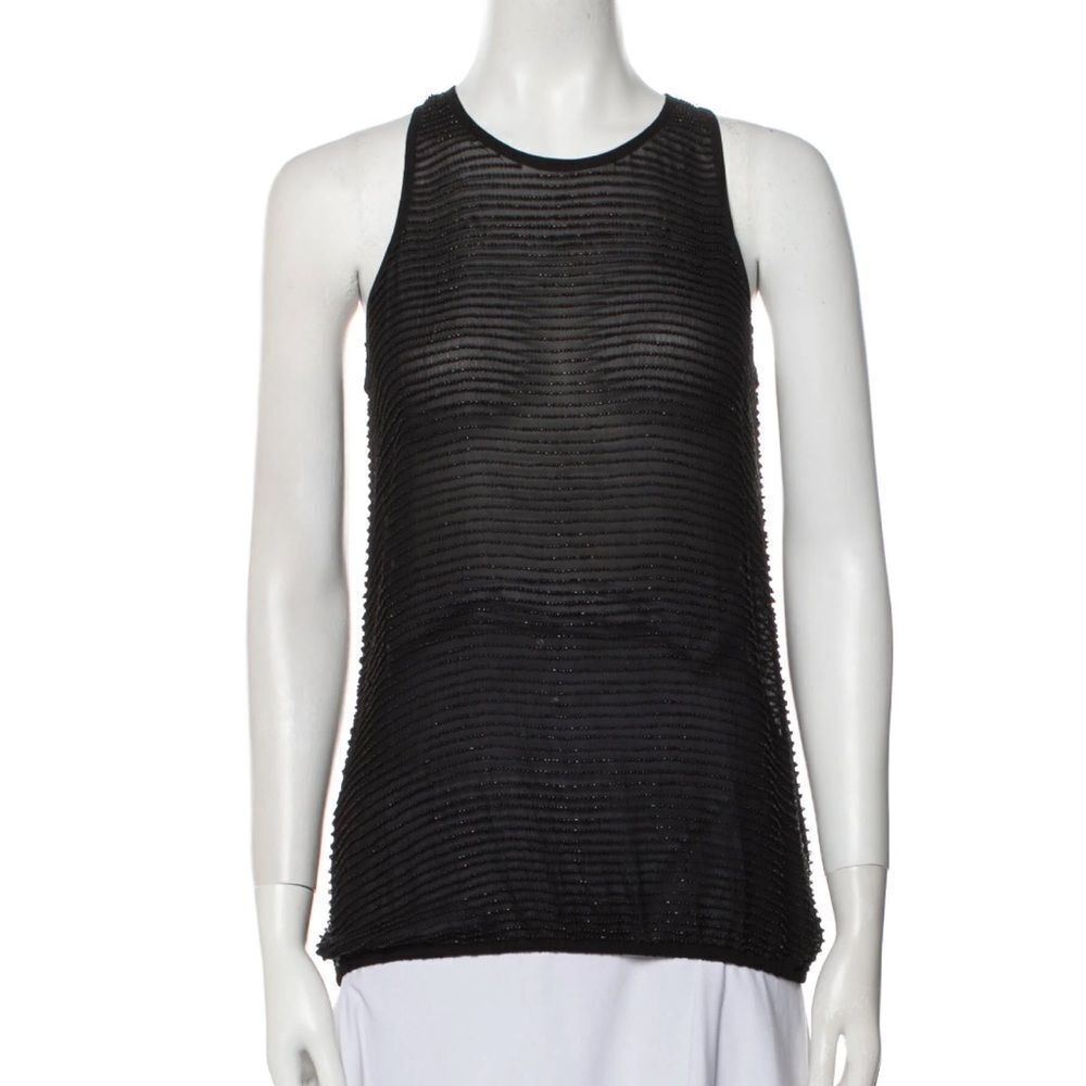La’gence black beaded sleeveless blouse
